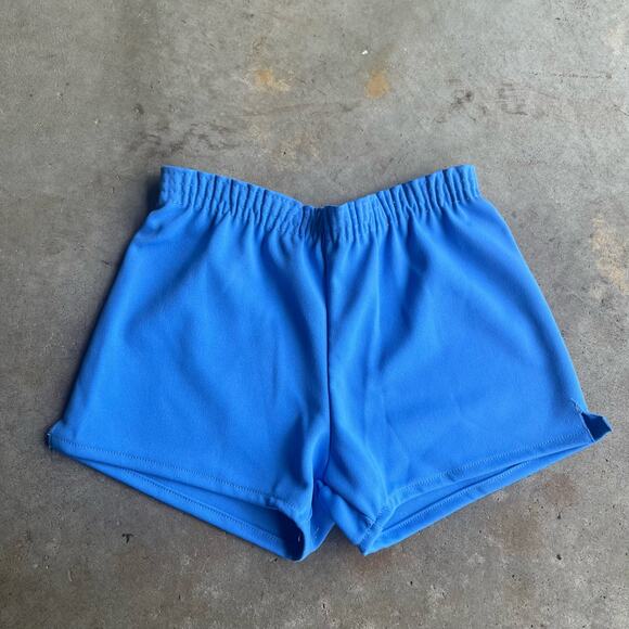 Vintage 80s Russell Athletic Baby Blue Girls Medium Gym Active Sporty Short Shor - Picture 1 of 6